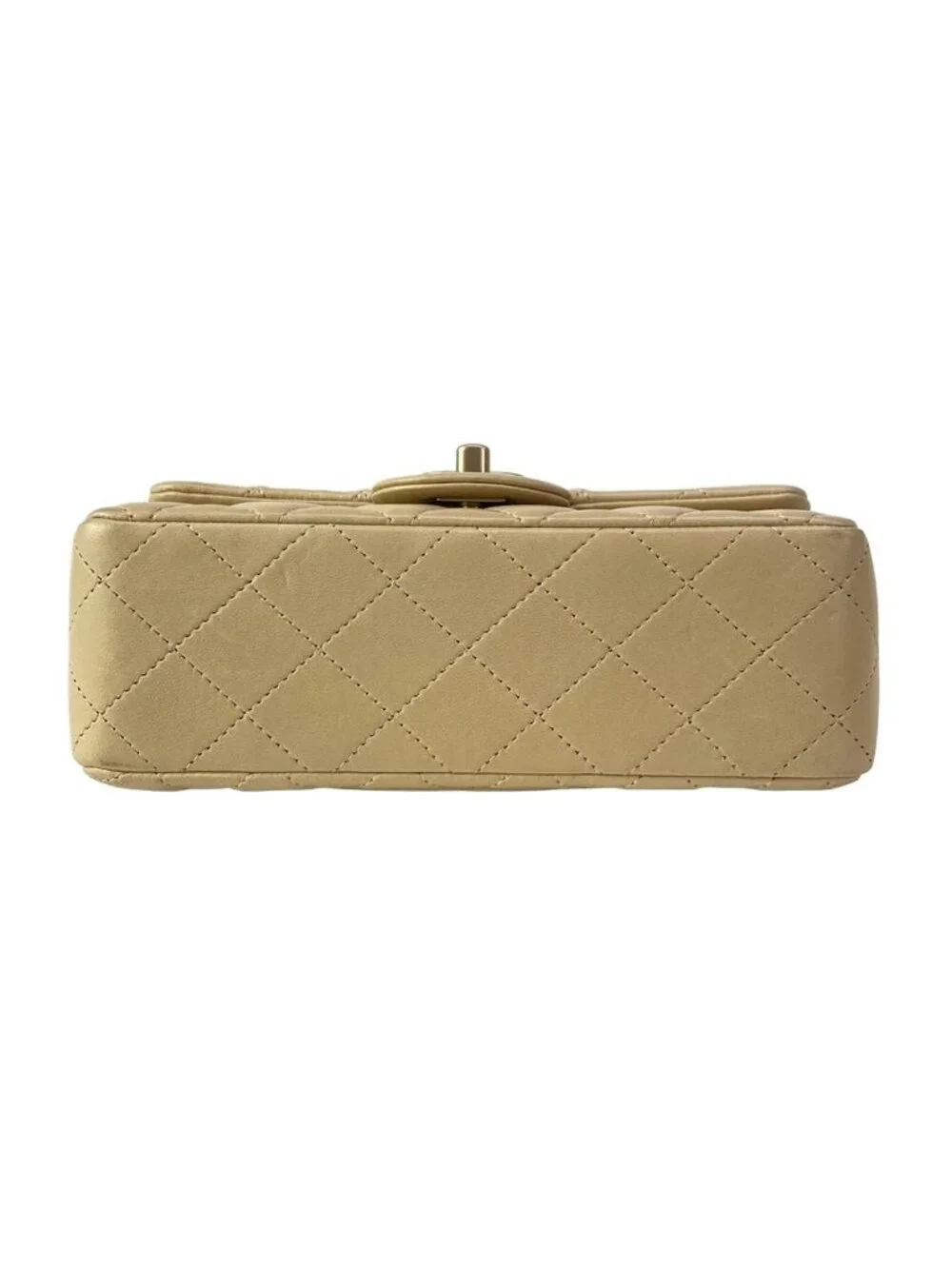 Chanel Shoulder Bag Mini Quilted Beige Matte Togo Chain Lambskin